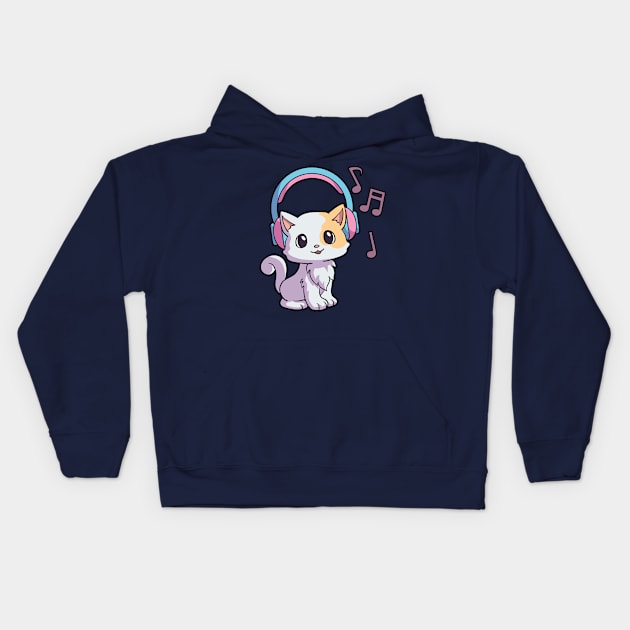 Cute Anime Cat K-Pop Kawaii Neko Cat Lover KPop Fan Otaku Kids Hoodie by Blink_Imprints10